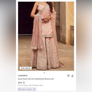 Lashkaraa Dusty Peach Silk Zari Embellished Gharara Set